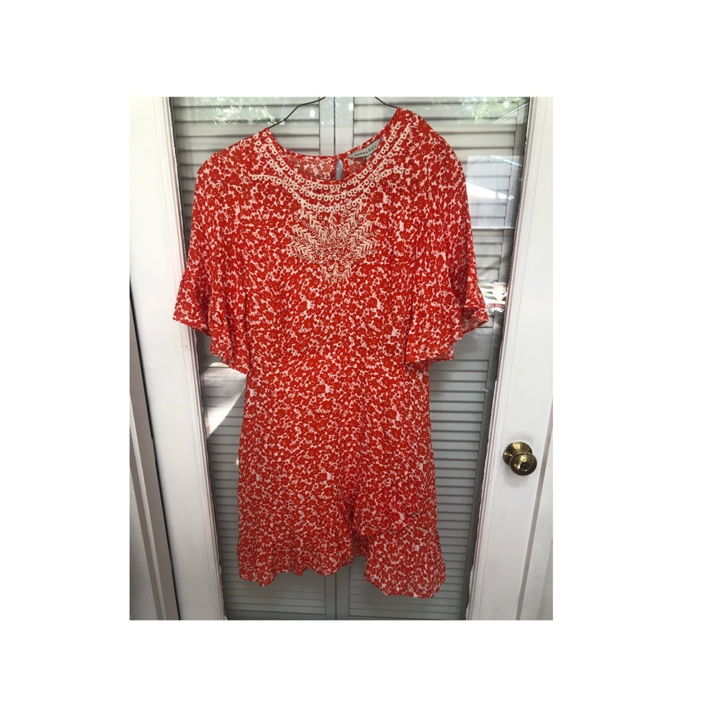 Anthropologie Orange and White Floral Dress